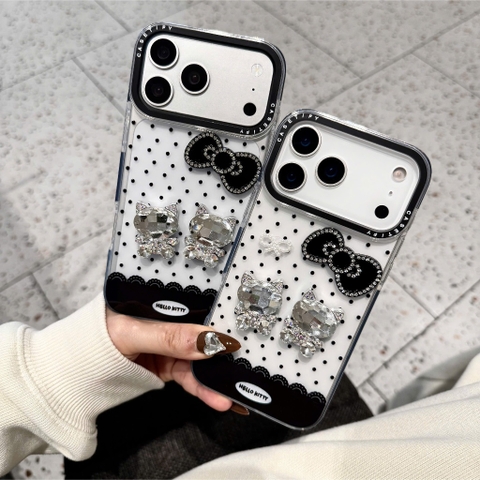 Ốp Lưng Iphone Pha Lê Nàng Mèo Kiêu Xa -  Cat Black And White 🐱🖤🤍