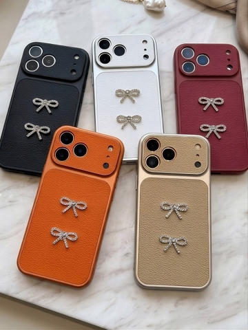 Ốp Lưng Iphone_Ốp Da Đính Nơ Cao Cấp