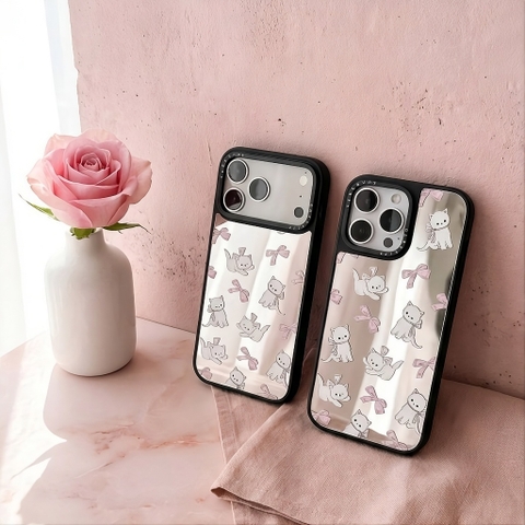 Ốp Lưng iPhone Mèo Nơ Lung Linh - Gương Xinh, Mèo Xịn