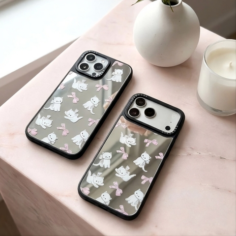 Ốp Lưng iPhone Mèo Nơ Lung Linh - Gương Xinh, Mèo Xịn