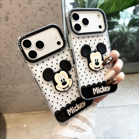 Ốp Lưng Iphone_Ốp Chấm Bi Đen Mickey