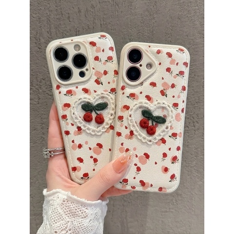 Ốp Lưng Iphone Trái Tim Cherry - Cherry Vintage Heart Xinh Yêu 😍🍒