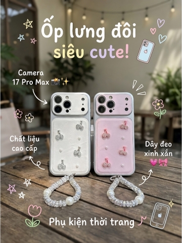 Ốp Lưng iPhone Đính Đá Cherry Lấp Lánh