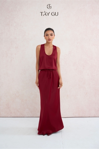 Chân Váy Lụa Hai Lớp Dáng Đuôi Cá Lưng Dây Rút EMMA Taygu | CT1