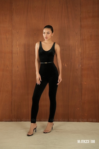 Jumpsuit Nhung Đen Ôm Dáng Co Giãn Tôn Dáng SILVA Taygu | JTK23