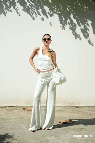 Quần Thun Trắng Bản To Dáng Loe SODA Taygu | QTK61