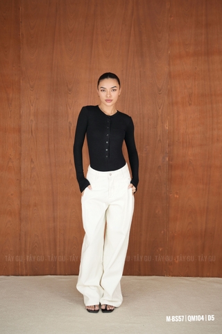 Quần Jean Ống Suông Trắng Kem Basic QILA Taygu | QM104