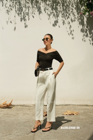 Quần Baggy Trắng Linen Thanh Lịch LEGAN Taygu | QTK68