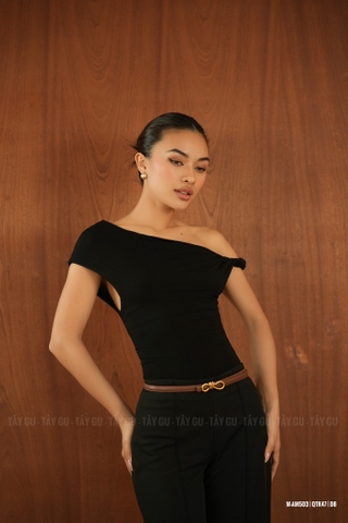 Áo Trễ Vai Xoắn Đen BAERE Taygu | AM503