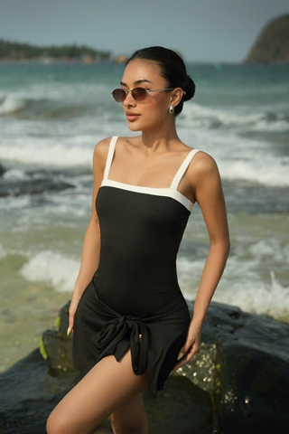 Bikini Bodysuit Hai Dây Viền Trắng ALOHA Taygu | BK20