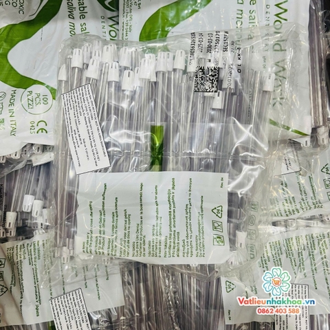 Ống hút nước bọt World Work Ý (Gói 100 cái)