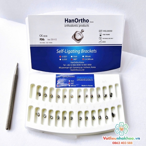 Mắc cài kim loại cánh cam tự khóa HanOrtho (tự buộc) (MUA 5 TẶNG 1)