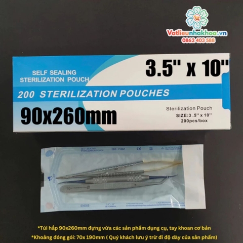 Túi hấp tiệt trùng y tế dán sẵn (Hộp 200 túi)