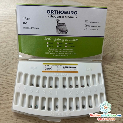 Mắc cài kim loại tự khóa OrthoEuro xanh lá (tự buộc) (MUA 3 TẶNG 1)