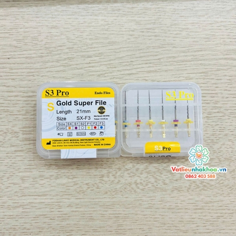 File máy nội nha - File máy dẻo kháng gãy S3 Gold (MUA 10 TẶNG 1)