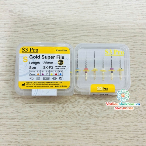 File máy nội nha - File máy dẻo kháng gãy S3 Gold (MUA 10 TẶNG 1)