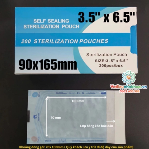 Túi hấp tiệt trùng y tế dán sẵn (Hộp 200 túi)