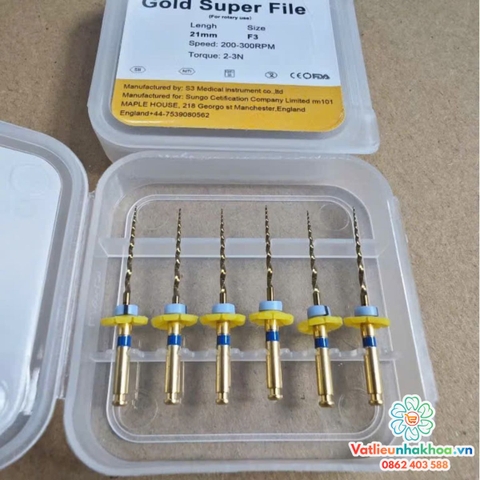 File máy nội nha - File máy dẻo kháng gãy S3 Gold (MUA 10 TẶNG 1)