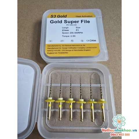 File máy nội nha - File máy dẻo kháng gãy S3 Gold (MUA 10 TẶNG 1)