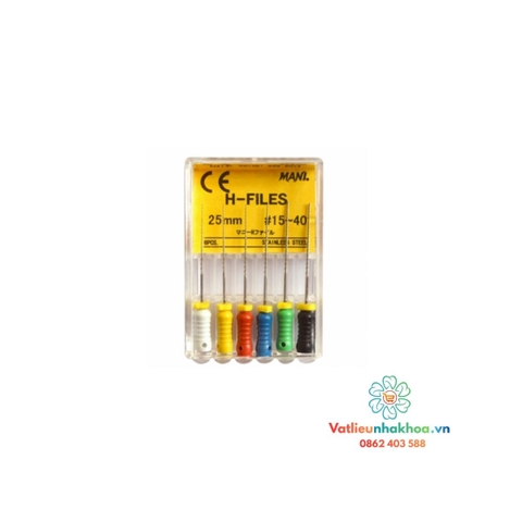 Trâm dũa dẻo Niti H-Files Mani (Hộp 6 cây)