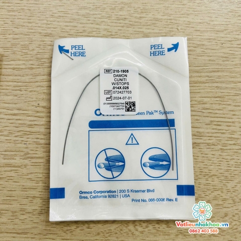 Dây cung nong hàm Damon CuNiTi - Ormco