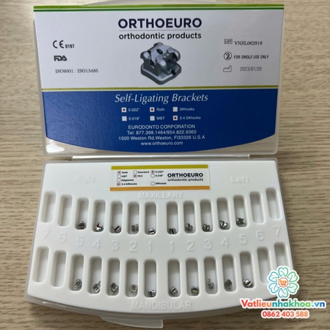 Mắc cài kim loại tự khóa OrthoEuro xanh dương (tự buộc)
