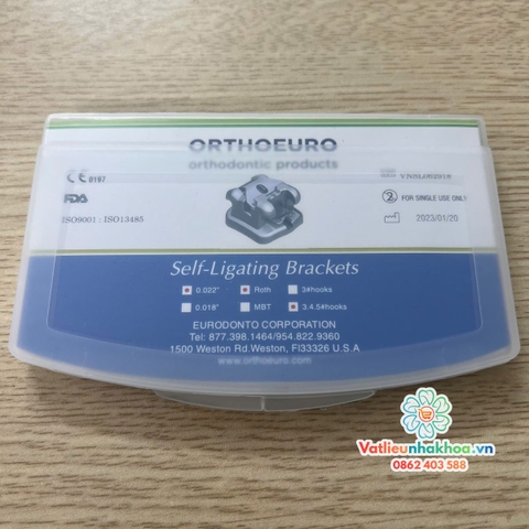 Mắc cài kim loại tự khóa OrthoEuro xanh dương (tự buộc)