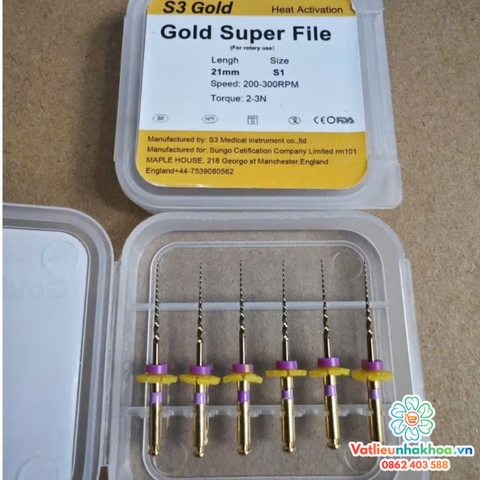 File máy nội nha - File máy dẻo kháng gãy S3 Gold (MUA 10 TẶNG 1)