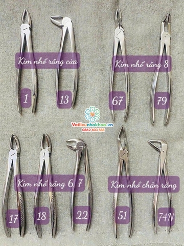 Bộ Kìm nhổ răng người lớn 9 chi tiết - Pakistan