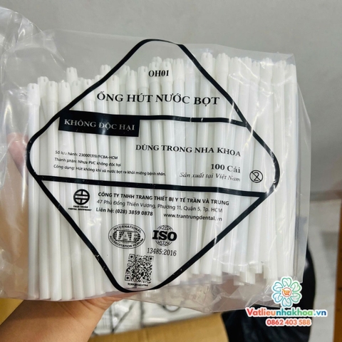 Ống hút nước bọt Việt Nam (Gói 100 cái)