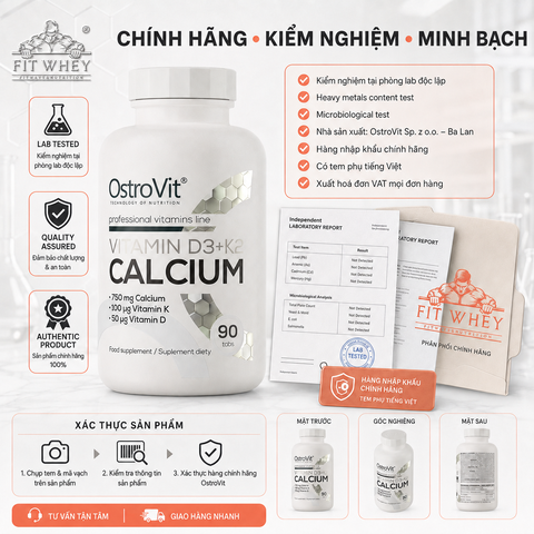 OstroVit Vitamin D3 + K2 Calcium 90 Tabs