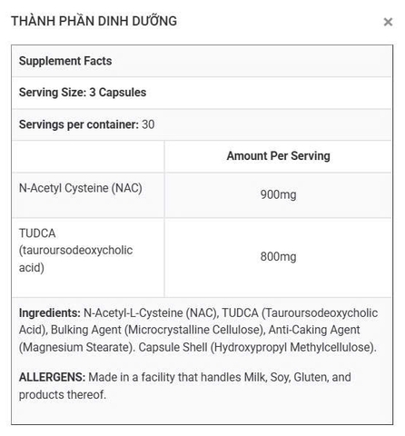 TUDCA + NAC hỗ trợ bảo vệ gan hủ 90 viên