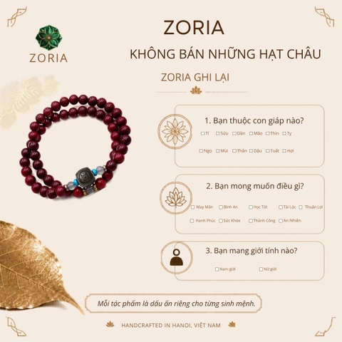 Vòng tay chu sa thiết kế đeo 2 vòng