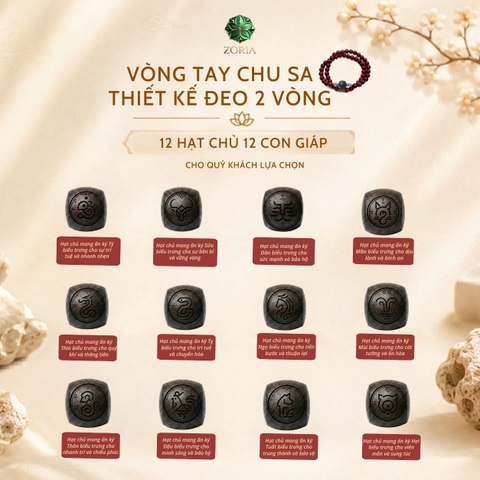 Vòng tay chu sa thiết kế đeo 2 vòng