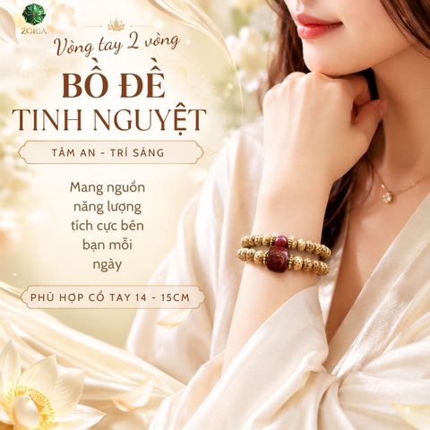 VÒNG TAY 2 VÒNG TINH NGUYỆT BỒ ĐỀ PHỐI CHU SA