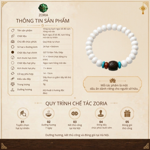 Vòng Tay Bạch Ngọc Bồ Đề Nam Hồng Mã Não 24 Hạt