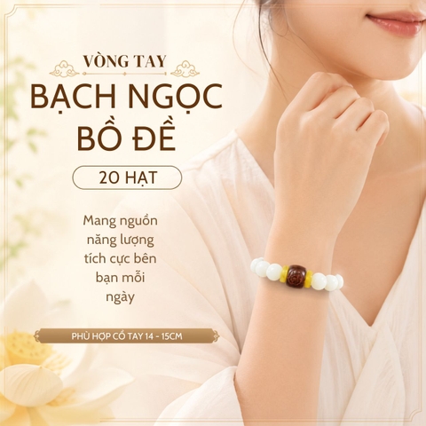 Vòng Tay Bạch Ngọc Bồ Đề 20 Hạt 12 Con Giáp