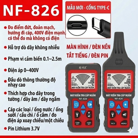 MÁY DÒ DÂY ĐIỆN ÂM TƯỜNG – DÒ CÁP NGẦM NF-826