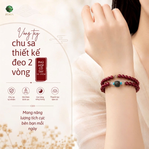 Vòng tay chu sa thiết kế đeo 2 vòng