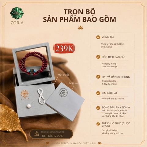Vòng tay chu sa thiết kế đeo 2 vòng