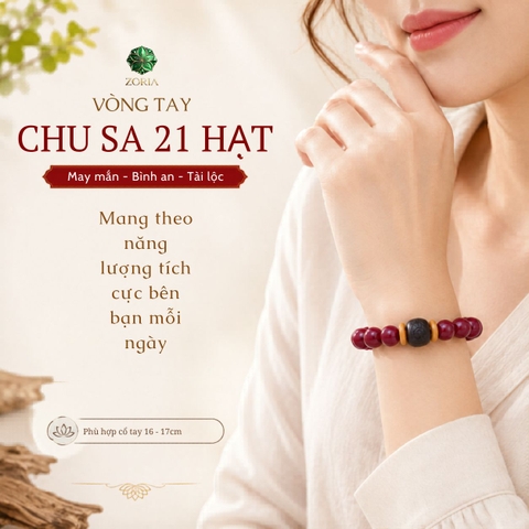 Vòng  tay chu sa 21 hạt