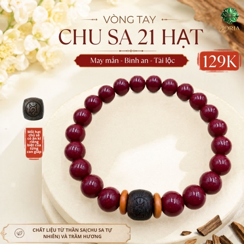 Vòng  tay chu sa 21 hạt