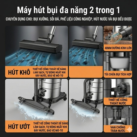 MÁY HÚT BỤI CÔNG NGHIỆP 40L 8000W