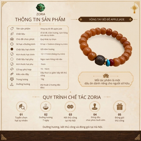 Vòng Tay Bồ Đề Apple Jade 19 Hạt