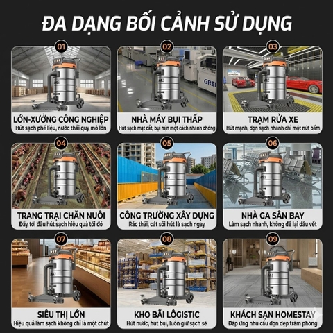MÁY HÚT BỤI CÔNG NGHIỆP 40L 8000W