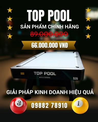 Bàn bida lỗ TOP POOL LUXURY + Giải pháp kinh doanh TUẤN TOP TN