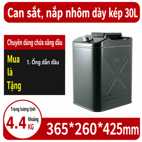 Thùng Xăng Dự Phòng Sắt 30L ( Loại Vuông ), Mã BS-FT-30 – Thép Dày 0.8mm, Dung Tích Lớn Cho Tàu Thuyền, Cano, Nhà Xưởng