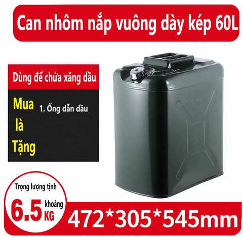 Thùng Xăng Dự Phòng Sắt 60L, Mã BS-FT-60 – Thép Dày 0.8mm, Dung Tích Lớn Cho Tàu Thuyền, Cano, Nhà Xưởng