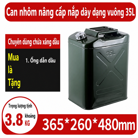 Thùng Xăng Dự Phòng Sắt 35L ( Loại Vuông ), Mã BS-FT-35 – Thép Dày 0.8mm, Dung Tích Lớn Cho Tàu Thuyền, Cano, Nhà Xưởng