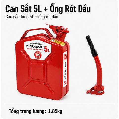 Thùng Xăng Dự Phòng Sắt 5L ( Kiểu Đứng USA ), Mã BS-MT05-01 – Thép Dày 0.8mm, Dung Tích Lớn Cho Cho Nhà Xưởng, Đi Phượt , Offroad, Cano Tàu Thuyền